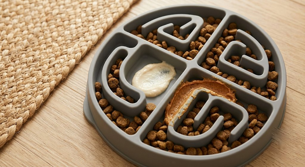 Close-up of a Rootle slow feeder bowl